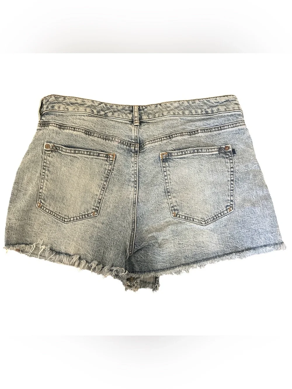 Anthropologie 31 Blue Denim Skort Asymmetric Mini Frayed Raw Hem Pockets Pilcro